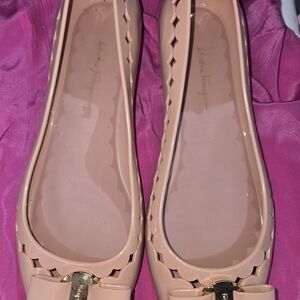 Salvatore Ferragamo Pink Perforated Ballet Flats